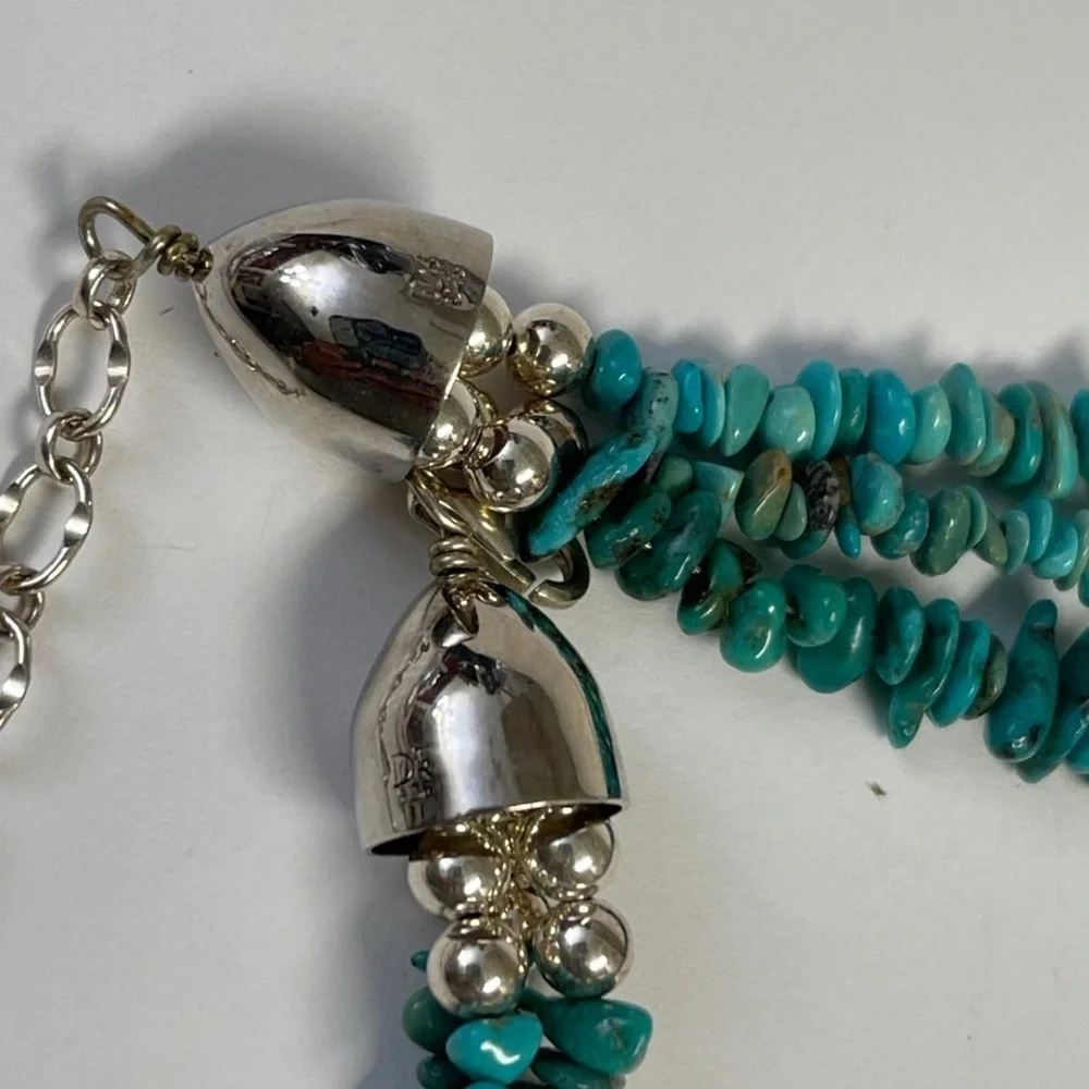 DTR Jay King Sterling Silver Three Strand Turquoise Beaded Necklace - Picture 5 of 5